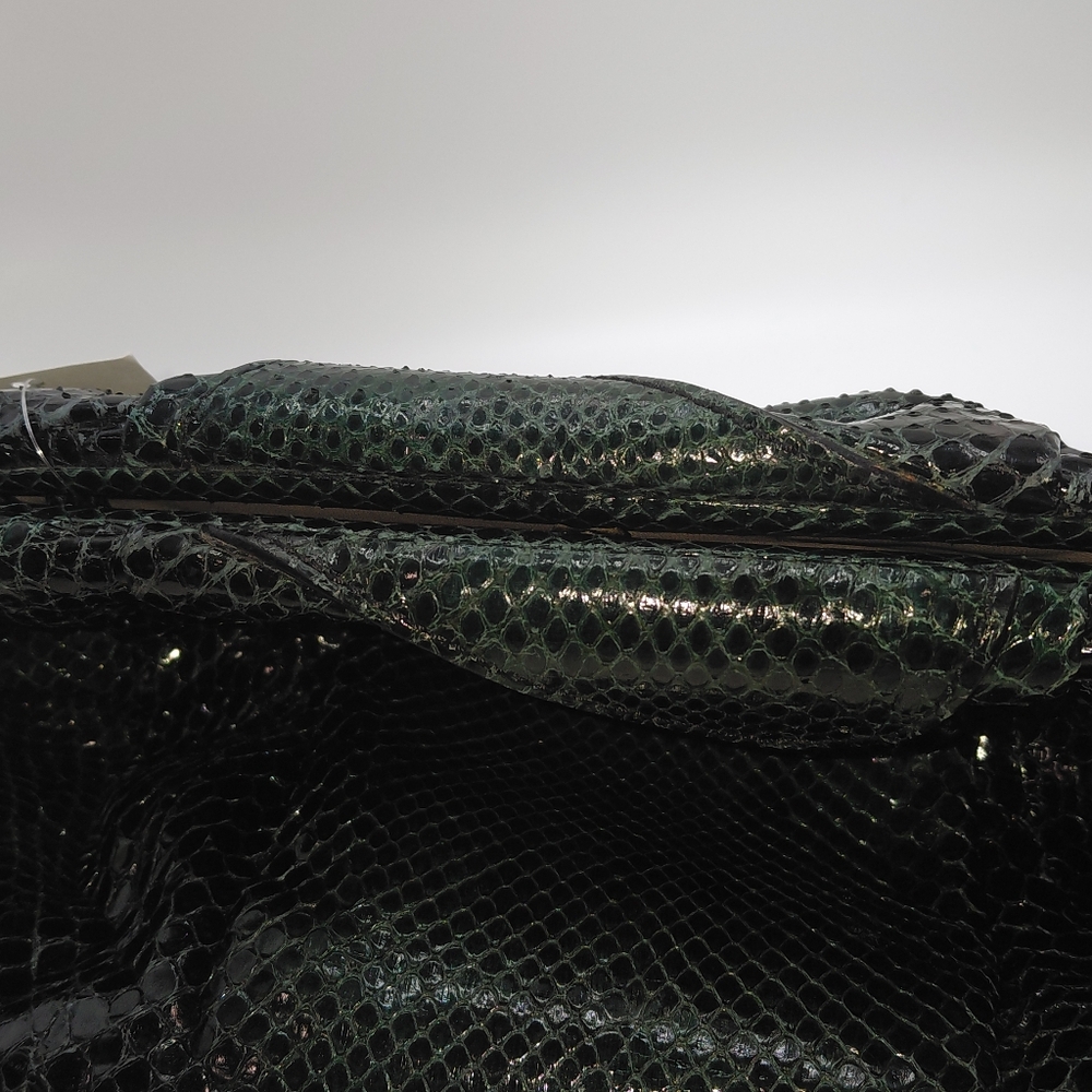 Zagliani Python Snakeskin Green Black Clutch Vgc! - image 8